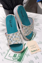 Aqua Bloom Slip-On Sandals