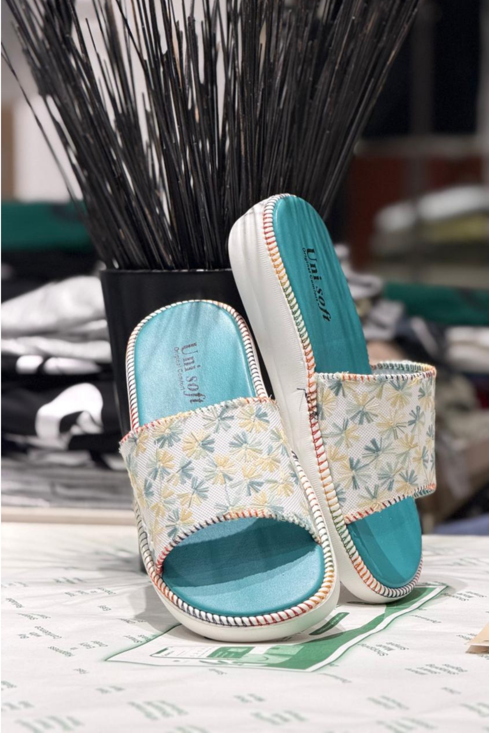 Aqua Bloom Slip-On Sandals