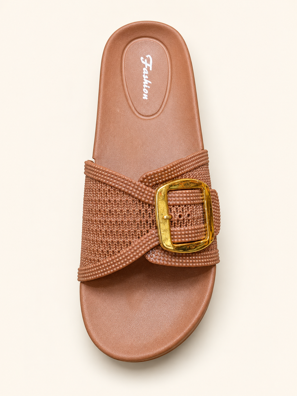 Golden Buckle Comfort Slides