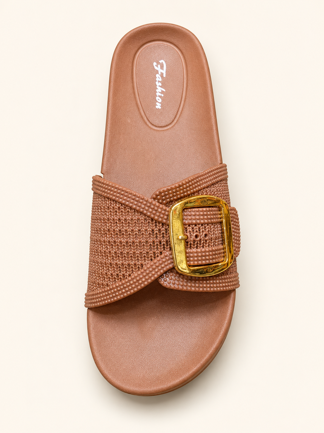 Golden Buckle Comfort Slides