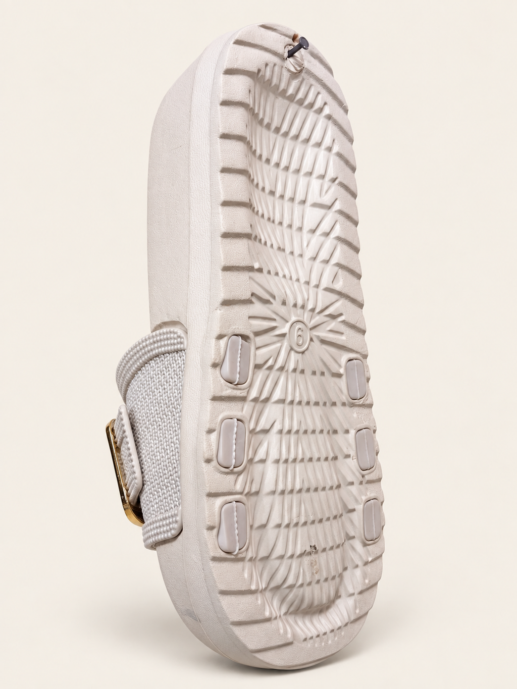 Ivory Gold Buckle Comfort Slides