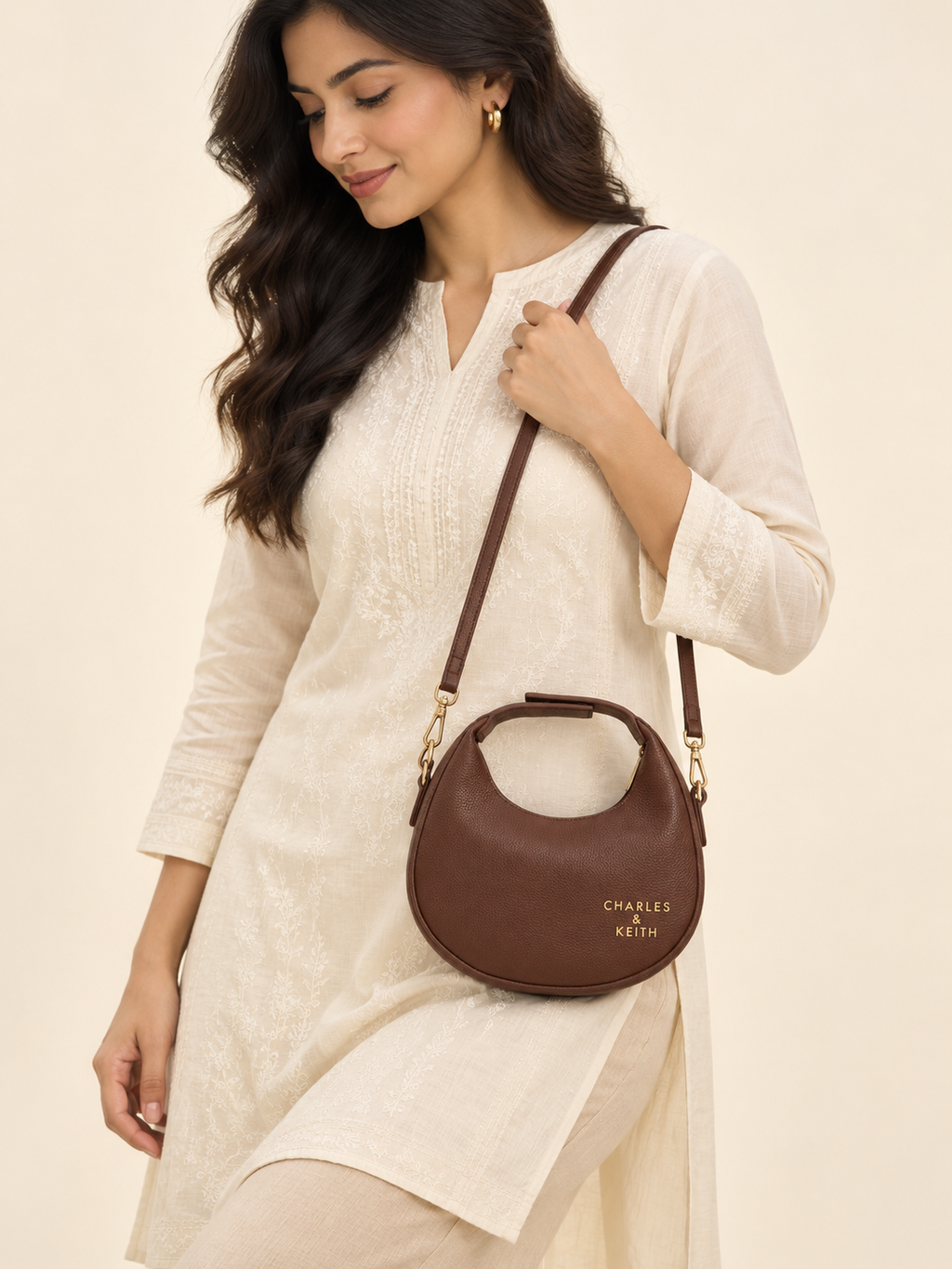 Luna Crescent Shoulder Bag – Choclate Brown