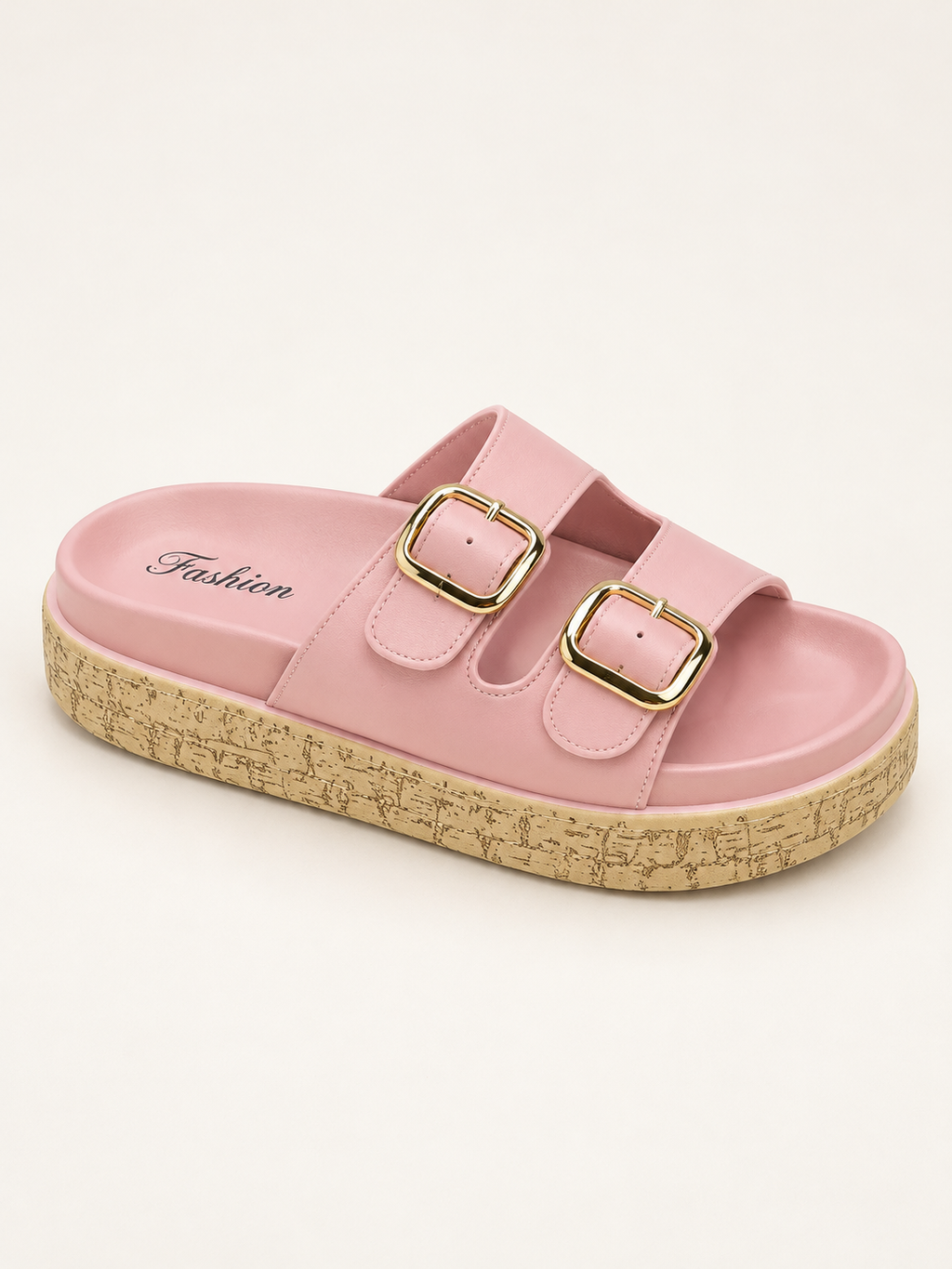 Bella Double-Buckle Platform Slides