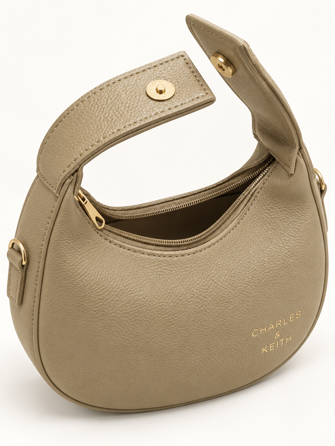 Luna Crescent Shoulder Bag – Khaki Beige