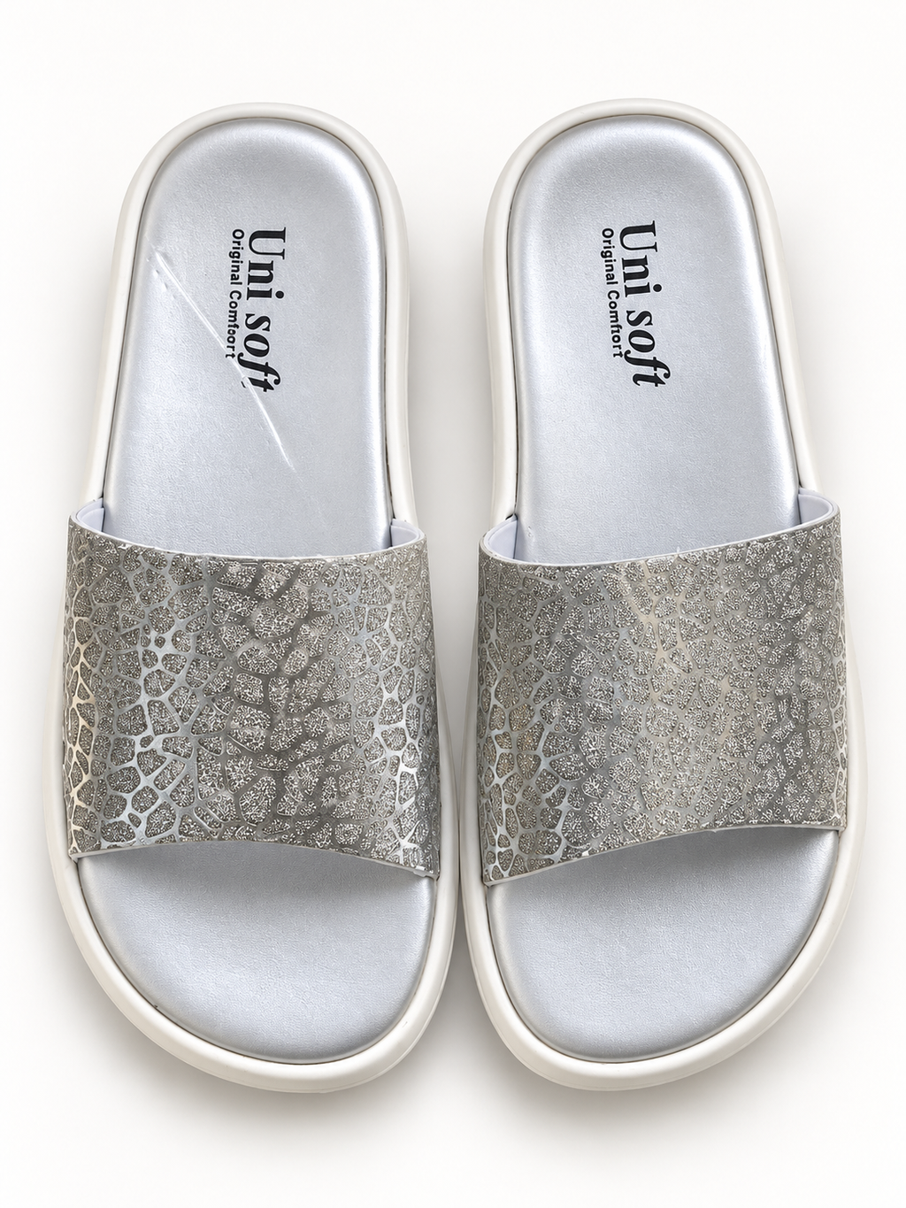 Selene Silver Shimmer Slides