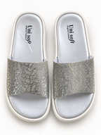 Selene Silver Shimmer Slides
