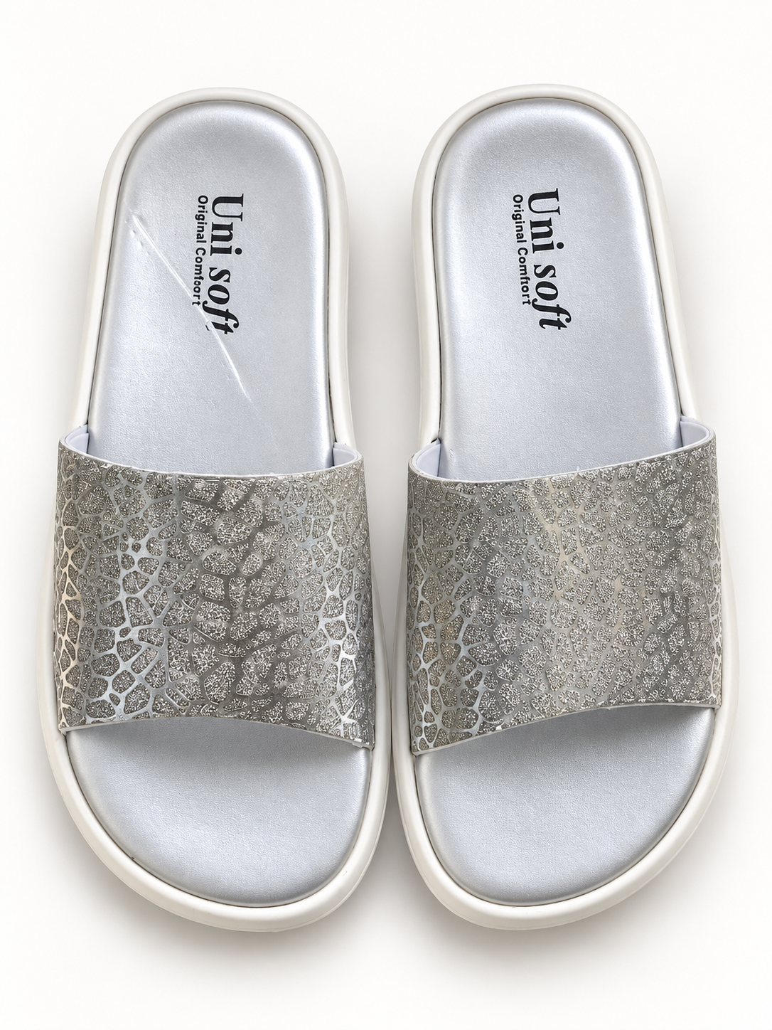 Selene Silver Shimmer Slides