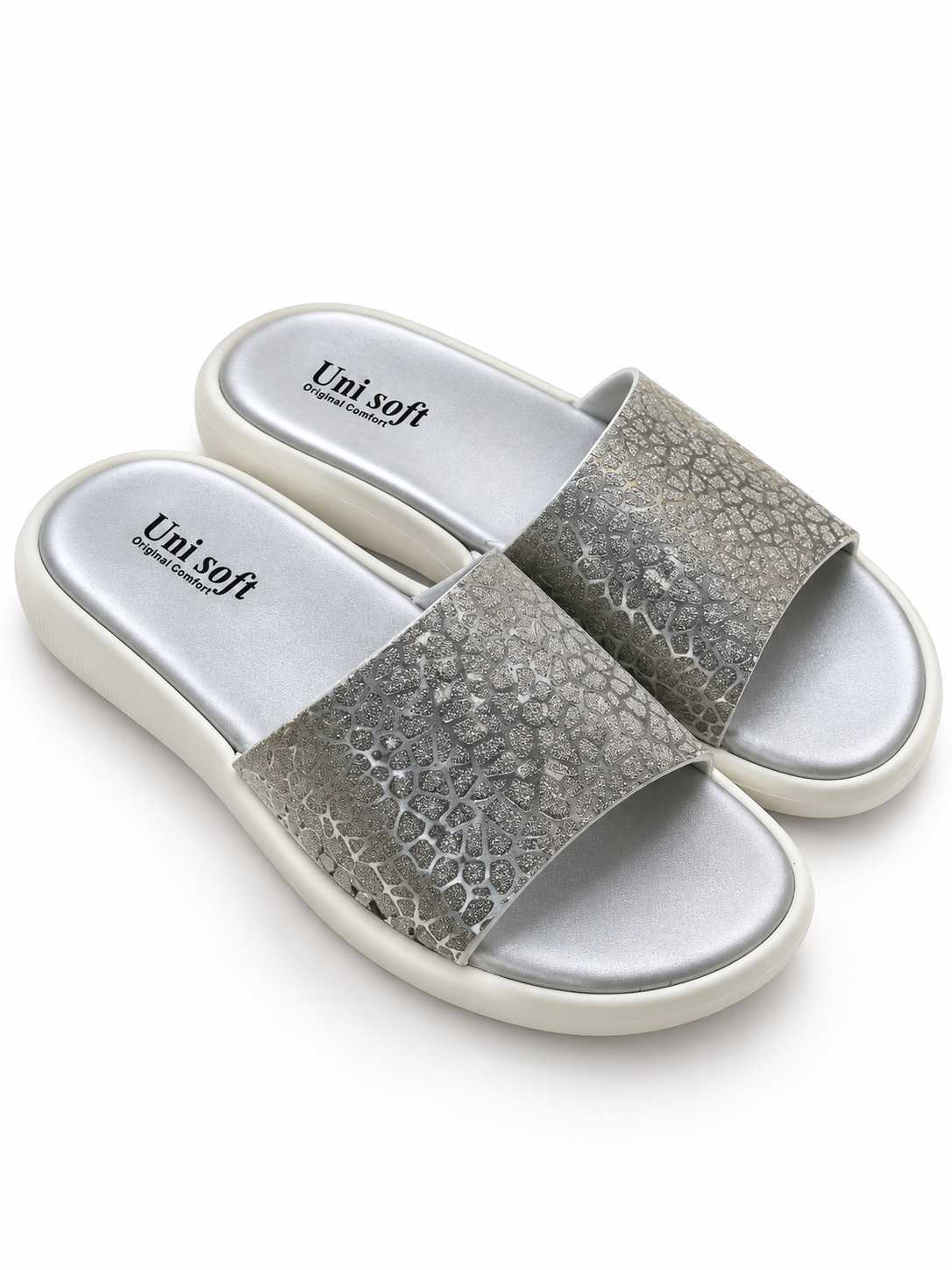 Selene Silver Shimmer Slides