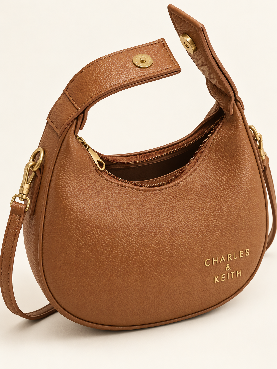 Luna Crescent Shoulder Bag – Tan Caramel