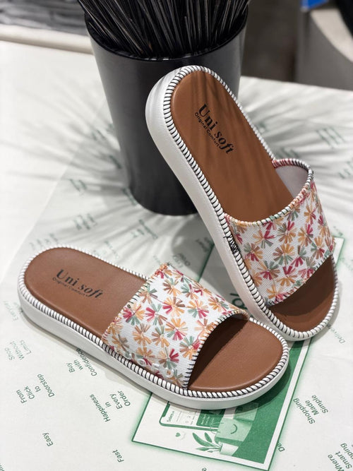 Floral Charm Slip-On Sandals